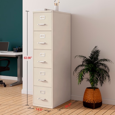 Quill Brand® Commercial 5 File Drawer Vertical File Cabinet, Locking, Putty/Beige, Letter, 26.5"D (20069D)