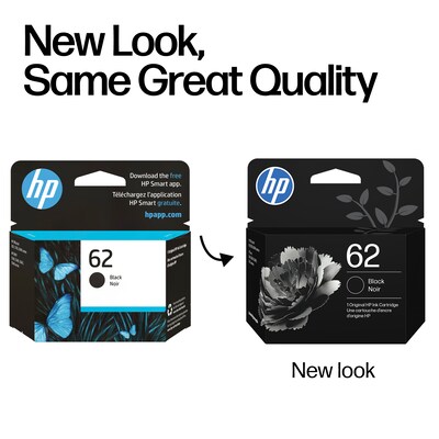 HP 62 Black Standard Yield Ink Cartridge, Prints Up to 200 Pages (C2P04AN#140)