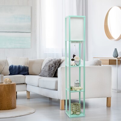 Simple Designs Etagere Organizer 62.5" Floor Lamp with Rectangular Shade, Aqua (LF1037-AQU-CCLB)