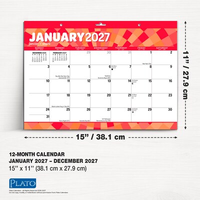 2027 BrownTrout Large Print 15.5" x 11" Monthly Desk Pad Calendar, Assorted Colors (9798330713752)
