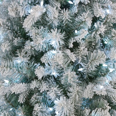 National Tree Company 7.5' Feel-Real Snowy Comet Slim Blue Hinged Tree w/ Cool White LED Lights & PowerConnect™ (PESCB2-W02-75)