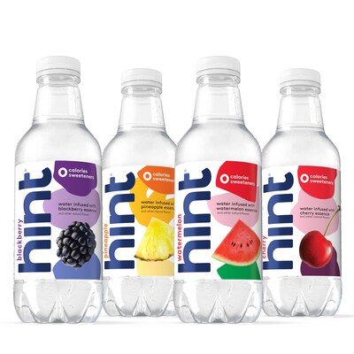 Hint Starter Pack Flavored Water, 16 oz., 12 Bottles/Carton (00149)