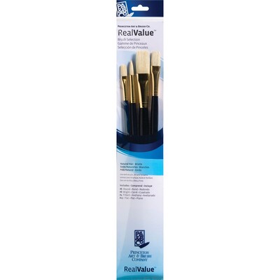 Princeton RealValue Mixed Media Natural Variety Brush Set, Dark Blue, 4 Per Set, 2 Sets (PBXPR9131-2)