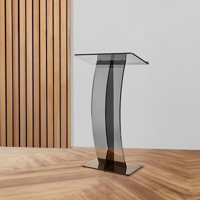 AdirOffice 47" Speaker Podium Lectern, Transparent Black (661-03-BLK)