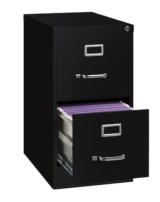 Hirsh Commercial 2-Drawer Vertical File Cabinet, Letter Size, Lockable, 28.375"H x 15"W x 22"D, Black (17785)