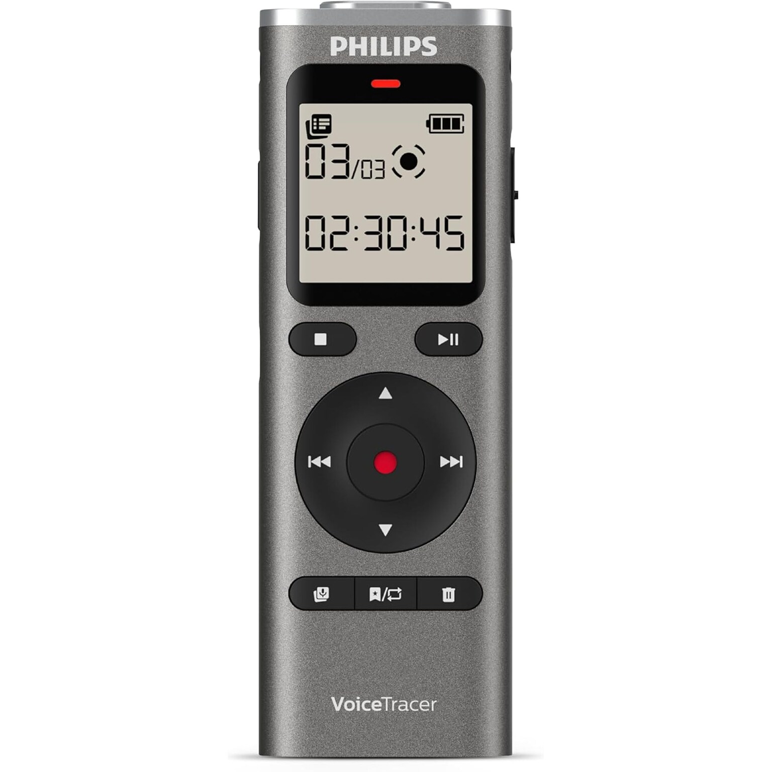 Philips VoiceTracer Digital Voice Recorder, 8GB, Silver (DVT1170)
