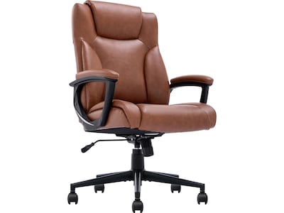 Serta Hannah II Ergonomic Bonded Leather Swivel Executive Chair, Cognac (43672H)