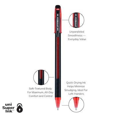 uni-ball Jetsream 101 Ballpoint Pen, Medium Point, 1.0mm, Red Ink, Dozen (1768013)