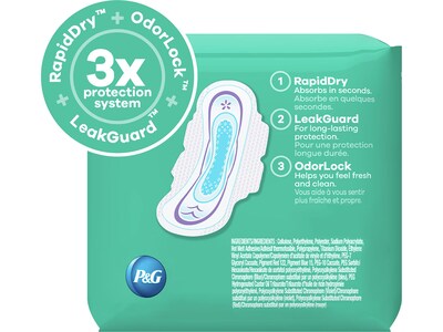 Always Ultra Thin Regular Pad with Wings, Unscented, 22/Pack, 12 Packs/Carton (03339)