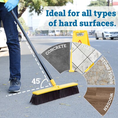 BISON LIFE Outdoor 24 Polypropylene Bristle Push Broom, Yellow/Black (BPHD-EXHPB-BKY-24-1)