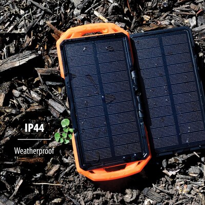 ToughTested Dual-Solar-Panel Switchback 10,000 mAh Power Bank, Orange/Black (TT-PBW-SB1)