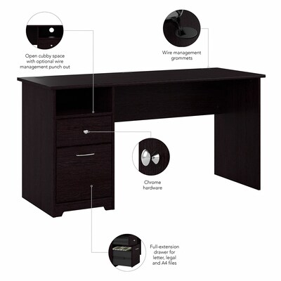 Bush Furniture Cabot 60"W Computer Desk with Drawers, Espresso Oak (WC31860)