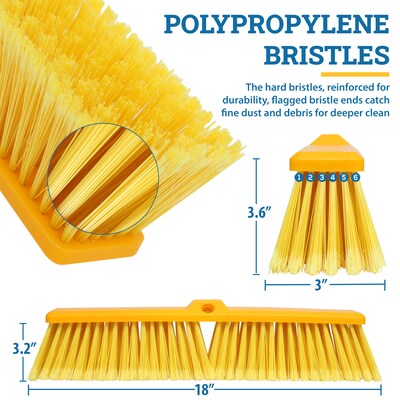 BISON LIFE Outdoor 18" Polypropylene Bristle Flagged Push Broom, Yellow/Black (BPHD-EXHPB-BKY-18-1)