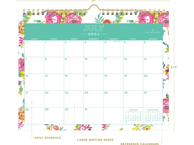 2024-2025 Blue Sky Peyton White 11 x 8.75 Academic Monthly Wall Calendar (107936-A25)