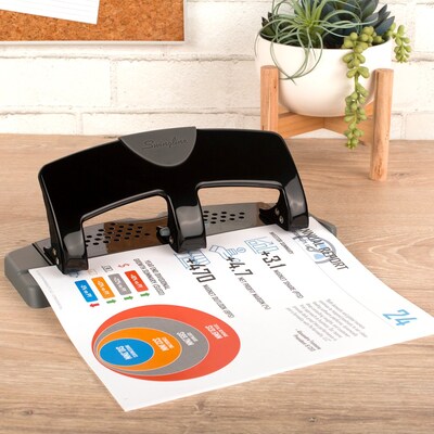 Swingline® SmartTouch™ Low Force 3-Hole Punch, 20 Sheet Capacity, Black/Gray (A7074133)