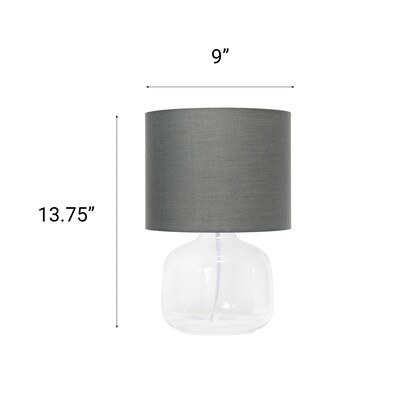 Creekwood Home Round Modern Glass 13.75" LED Table Lamp, Clear/Gray (CWT-1015-CG)