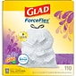 Glad ForceFlex Tall Kitchen Drawstring Trash Bags, 13 Gallon, White, Mediterranean Lavender scent, 110/Box (79157)