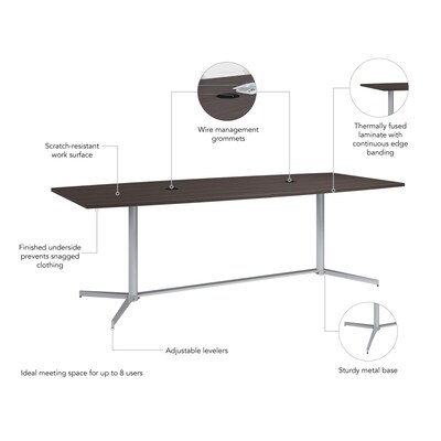 Bush Business Furniture 96W x 42D Boat Shaped Conference Table with Metal Base, Storm Gray (99TBM96SGSVK)