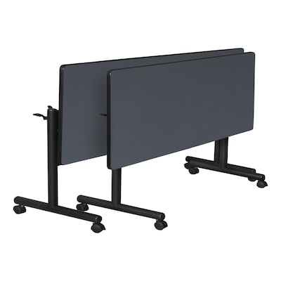 Regency Kobe 48" Flip Top Mobile Grey Training Table & 2 'M' Stack Chairs, Black (MKFT4824GY47BK)
