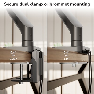 Mount-It! Dual Monitor Gas Spring Desk Mount with Crossbar For Screens Up to 32", Holds 19.8 lbs Per Arm, Black (MI-12002)