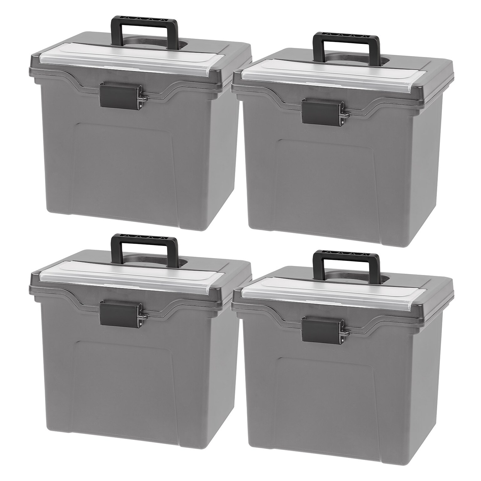 Iris Portable Locking File Box, Letter Size,Elephant Gray, 4/Pack (500412)