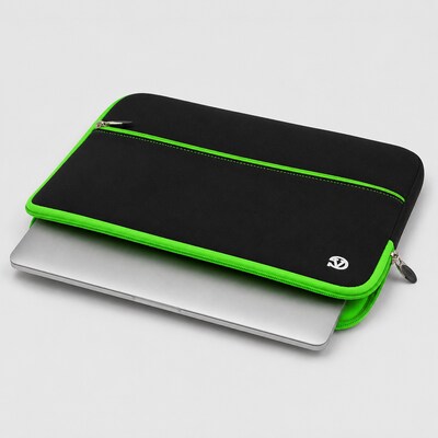 Vangoddy 15" Laptop Sleeve, Black/Green (NBKLEA224)