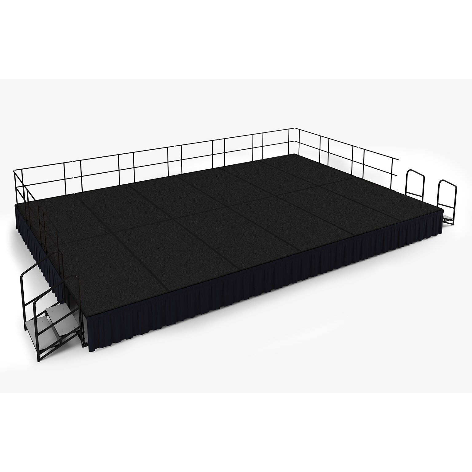 NPS 24 Stage Package, 16 x 24, Shirred Pleat Black Skirting, Black Carpet (SG482412C10SS10)