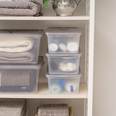 Iris 6.7 Quart Snap Top Plastic Snap Closure Storage Bin, Clear, 10/Pack (500155)