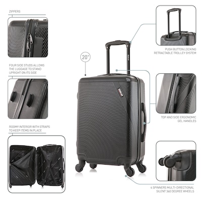 DUKAP Discovery 21.65" Hardside Suitcase, 4-Wheeled Spinner, TSA Checkpoint Friendly, Black (DKDIS00S-BLK)