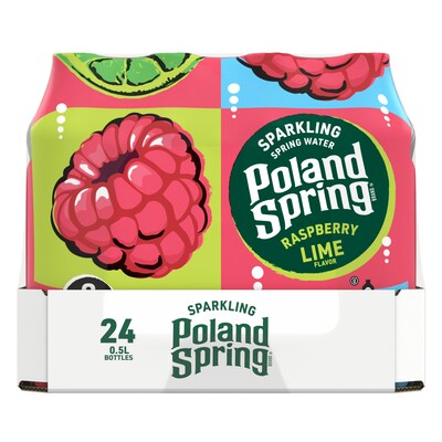 Poland Spring Raspberry Lime Flavored Sparkling Water, 16.9 oz., 24/Carton (12349573/122058)
