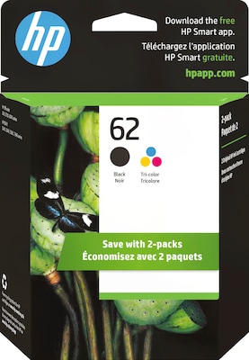 HP 62 Black/Tri-Color Standard Yield Ink Cartridge, 2/Pack (N9H64FN#140)