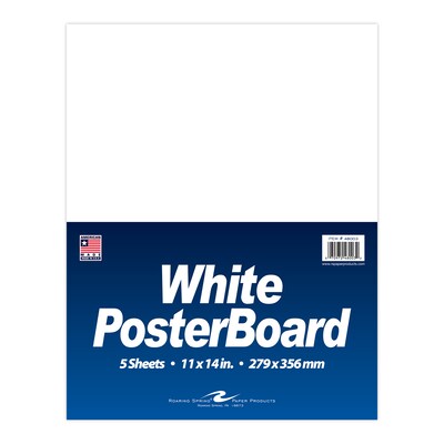 Roaring Spring Paper Products White Posterboard, 11 x 14, 5 Sheets/Pack, 24 Packs/Case (48003CS)