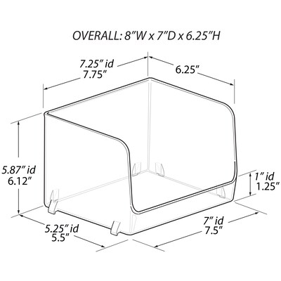 Azar Small Stackable Plastic Storage Bin, 2/Pack (556720-2PK)