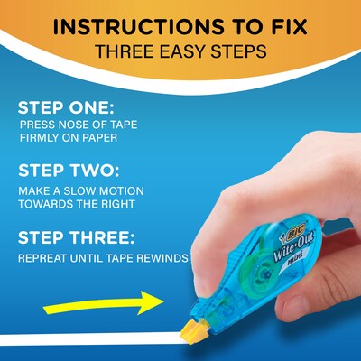 BIC Wite-Out Mini Correction Tape, White, 3/Pack (WOTMP31-WHI)
