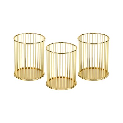Mind Reader Metal Pen Holder, Gold, 3 Pieces (GOLDPEN3-GLD)