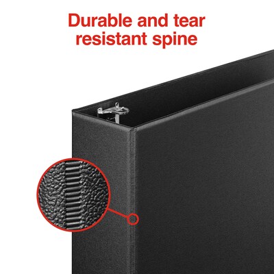 Staples® Standard 2" 3 Ring Non View Binder with D-Rings, Black (26417-CC)