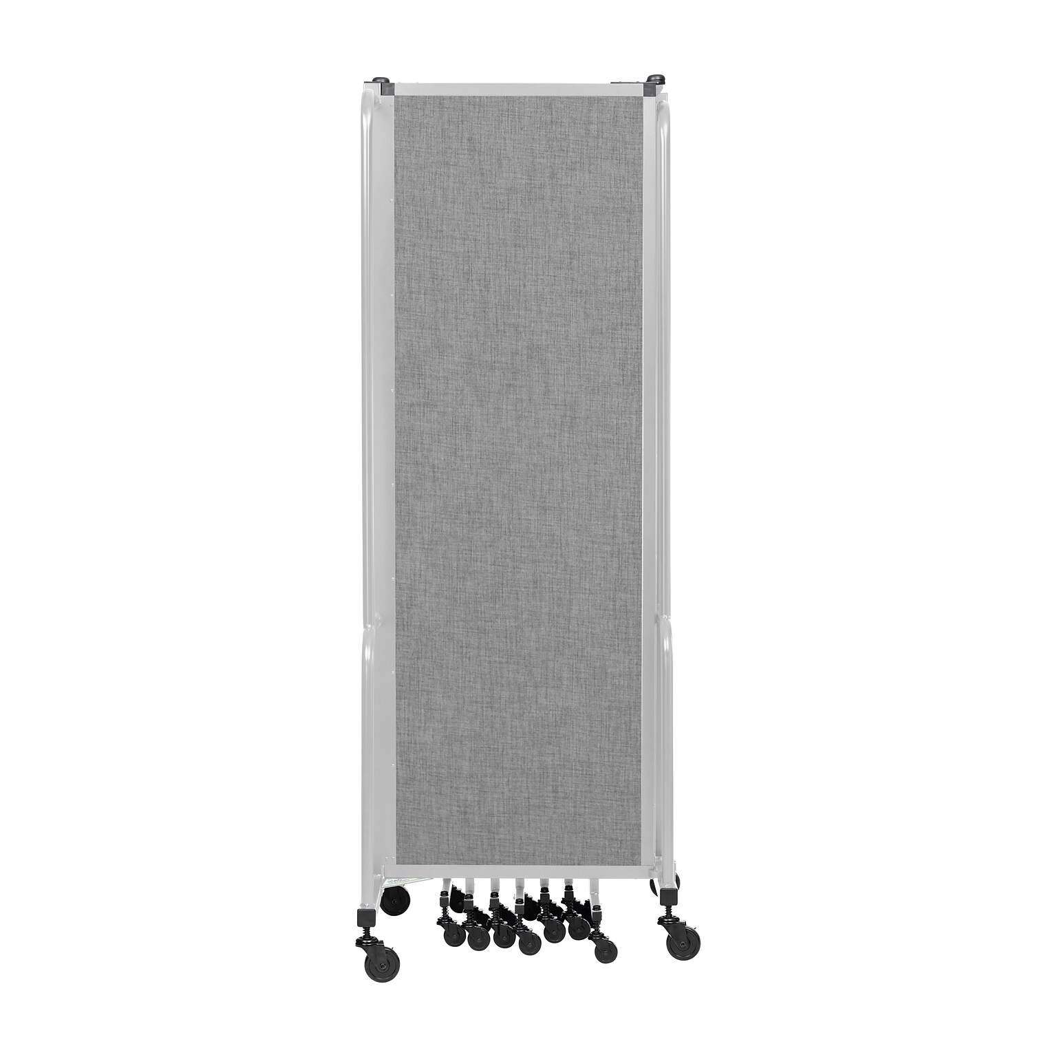 National Public Seating Robo Series 9-Panel Folding Mobile Room Divider, 72H x 210W, Grey Fabric (RDG6-9PT02)