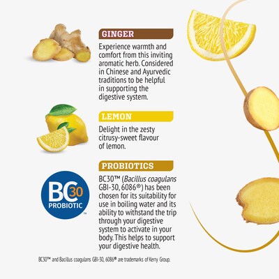 Twinings Decaf Probiotic Lemon & Ginger Herbal Tea Bags, 18/Box (TNA95223)