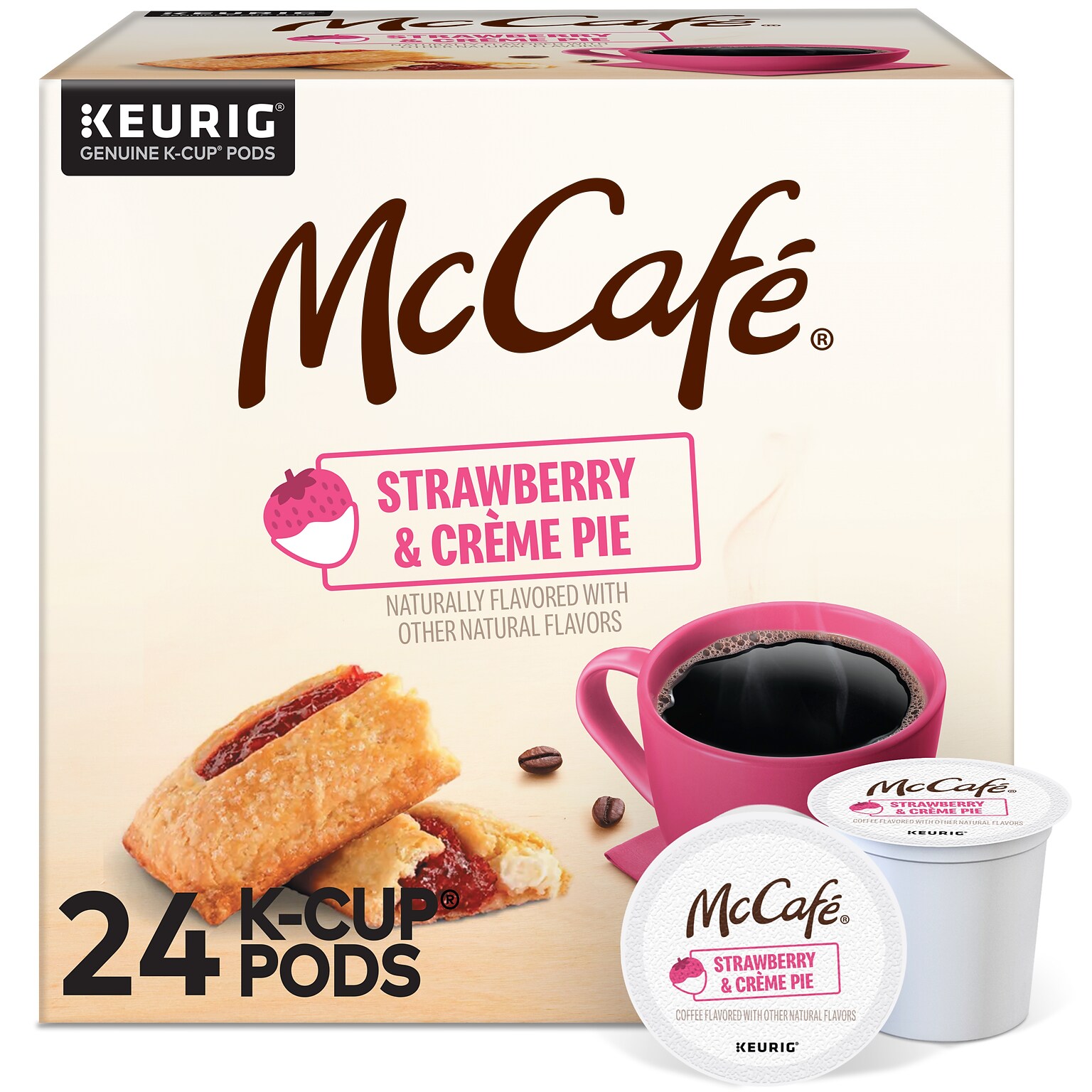 McCafé Strawberry & Crème Pie Coffee Keurig® K-Cup Pods, Light Roast, 24/ Pods/Box (5000378498)