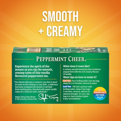 Twinings Seasonal Caffeine Free Peppermint Cheer Herbal Tea Bags, 1.41 oz., 20/Box (F14721)