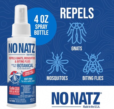 No Natz Natural DEET-Free Insect Repellent Spray for Gnats, Fresh Scent, 4oz, 8/Pack (BND04603)