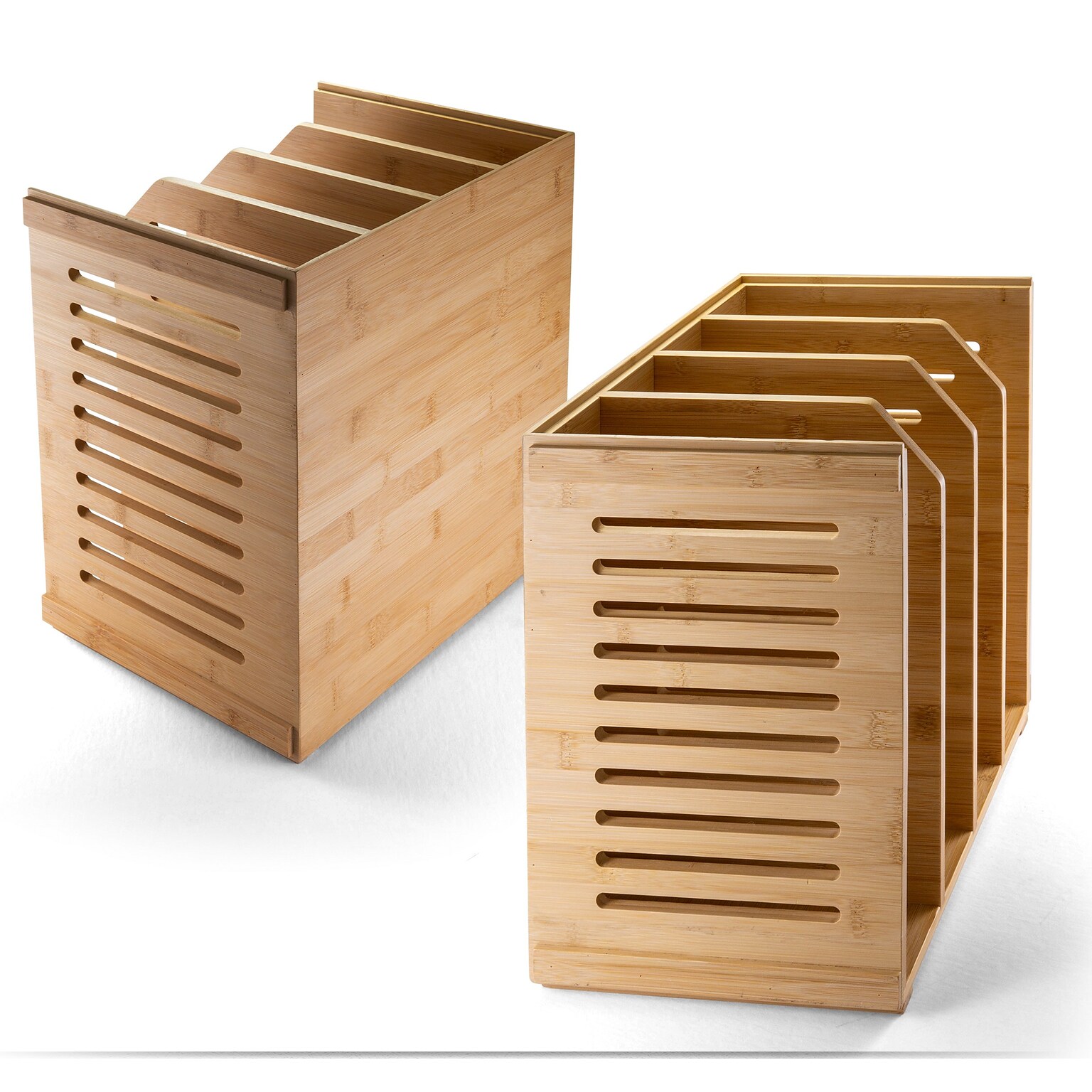 Officemate 4-Compartment Stackable Bamboo Desk Organizer, Natural Wood (71006)
