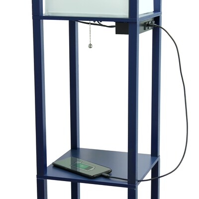 Creekwood Home Classix 62.5" Floor Lamp with Rectangular Shade, Navy Blue (CWF-3009-NV-LB)