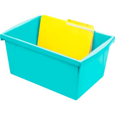 Storex Plastic Medium Classroom Storage Bin, 16.75"x 11.87"x 8.28", Teal, Pack of 2 (STX61478U06C-2)