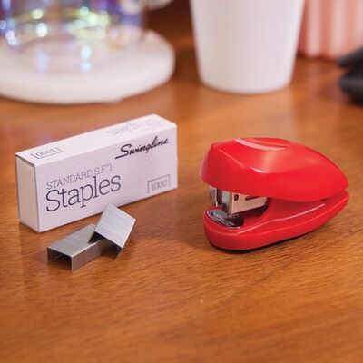 Swingline Tot Mini Stapler, 12-Sheet Capacity, Staples Included, Rio Red (S7048212)