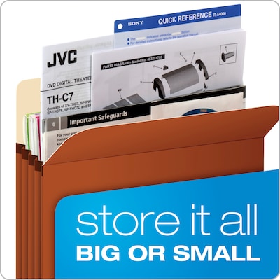 Pendaflex 30% Recycled Reinforced File Pocket, 5 1/4" Expansion, Letter Size, Brown, 50/Carton (S34G)