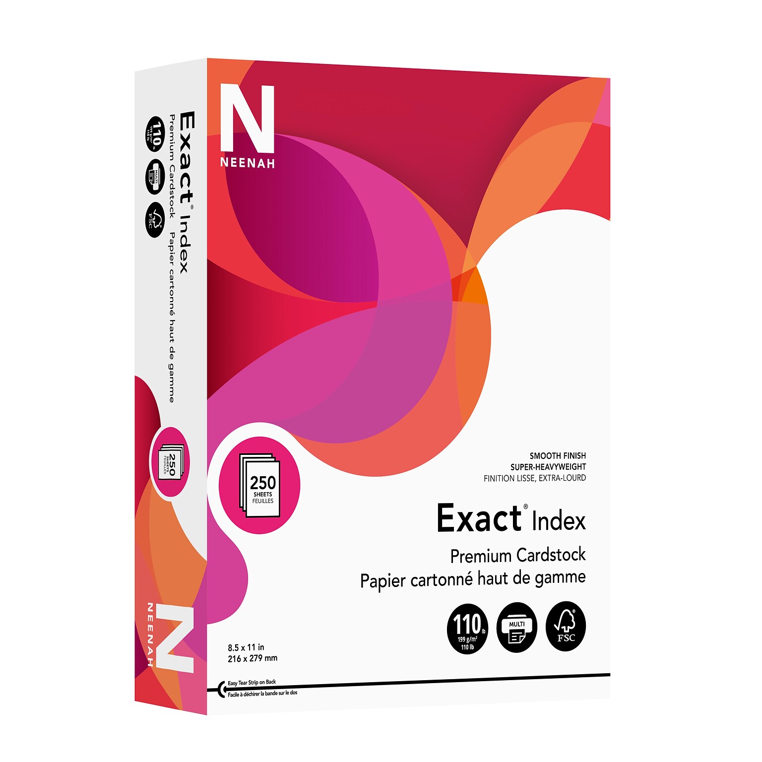 Exact Index Index 110 lb. Cardstock Paper, 8.5 x 11, White, 250 Sheets/Pack (40508 / 48508)