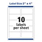 Avery Sure Feed Laser/Inkjet Shipping Labels, 2" x 4", Glossy Clear, 10 Labels/Sheet, 50 Sheets/Box, 100 Labels/Box (6522)