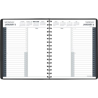 2026 AT-A-GLANCE 24-Hour 7 x 8.75 Daily Appointment Book Planner, Faux Leather Cover, Black (70-824-05-26)