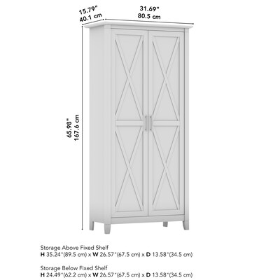 Bush Furniture Key West 66"H Storage Cabinet with 5 Shelves, Shiplap Gray (KWS266G2W-03)